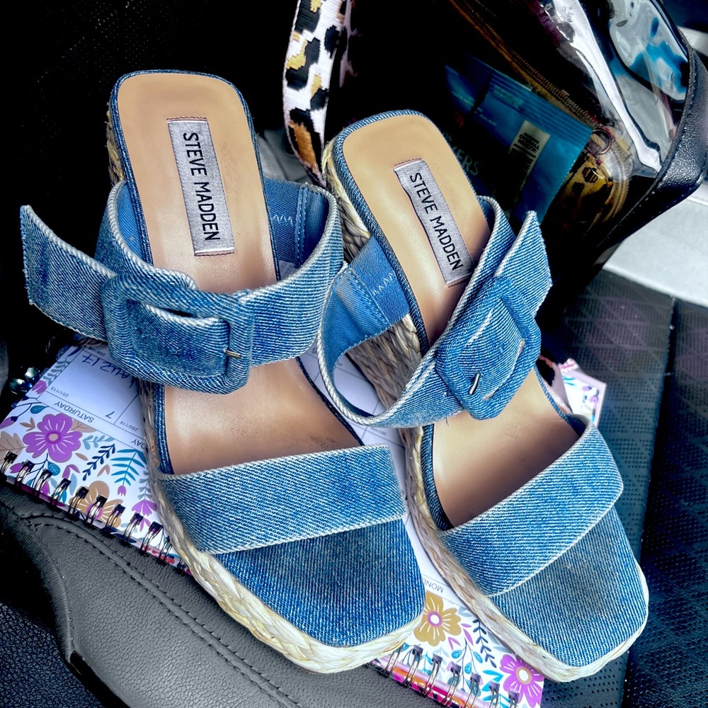 Steve Madden Denim Espadrille Wedges